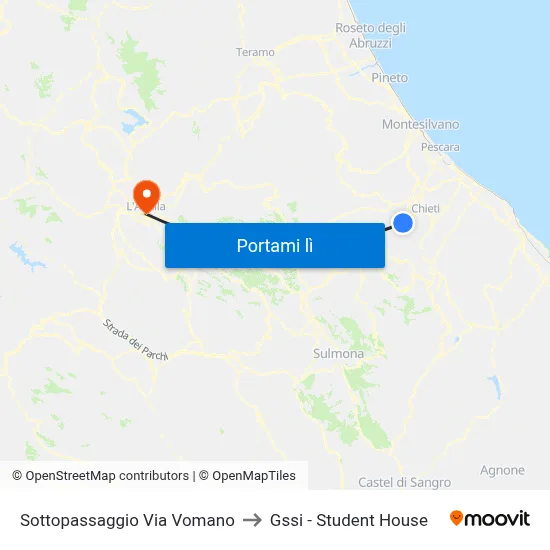 Sottopassaggio Via Vomano to Gssi - Student House map