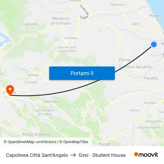 Capolinea Città Sant'Angelo to Gssi - Student House map