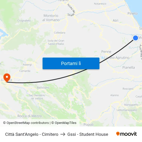 Città Sant'Angelo - Cimitero to Gssi - Student House map