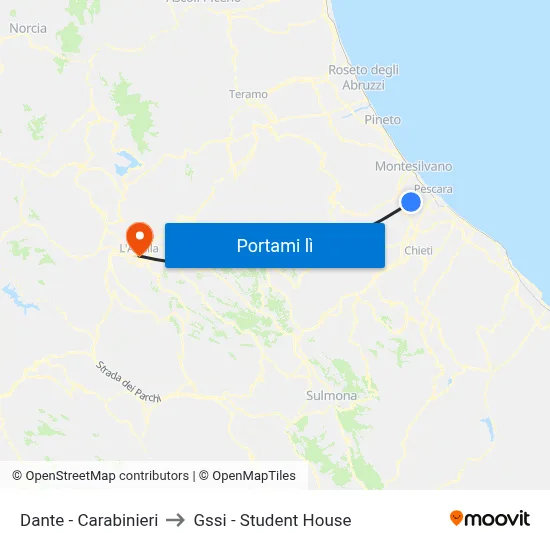 Dante - Carabinieri to Gssi - Student House map