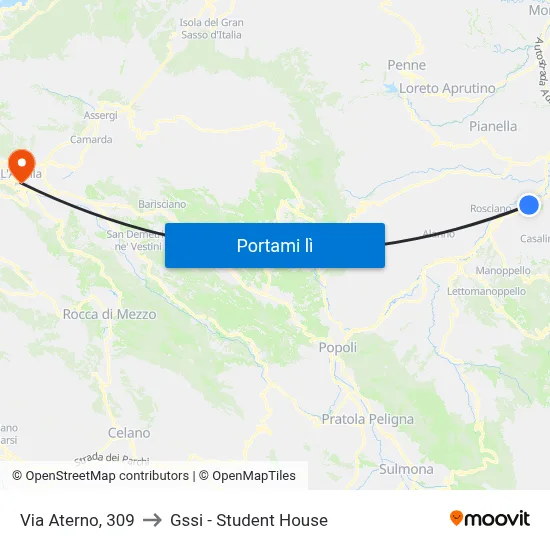 Via Aterno, 309 to Gssi - Student House map
