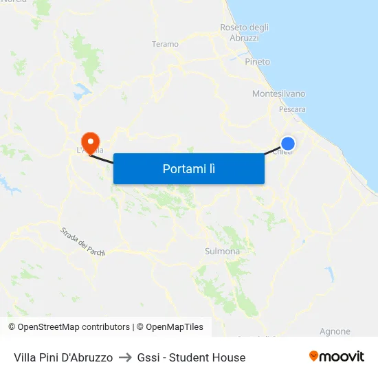 Villa Pini D'Abruzzo to Gssi - Student House map