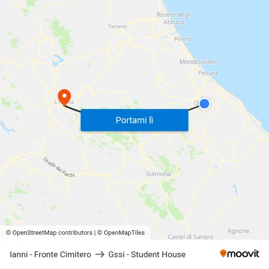 Ianni - Fronte Cimitero to Gssi - Student House map