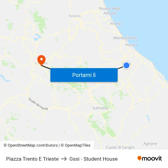 Piazza Trento E Trieste to Gssi - Student House map