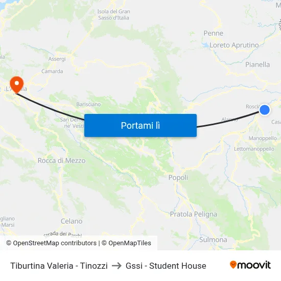 Tiburtina Valeria - Tinozzi to Gssi - Student House map