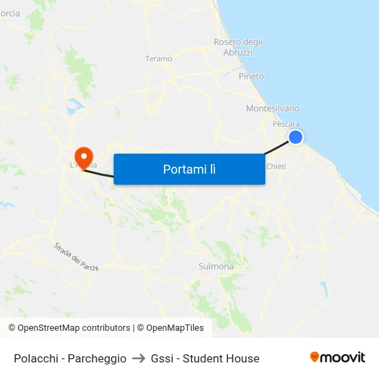 Polacchi - Parcheggio to Gssi - Student House map