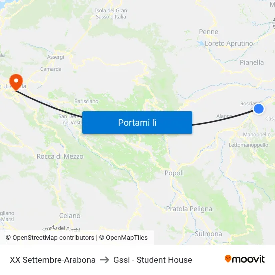 XX Settembre-Arabona to Gssi - Student House map