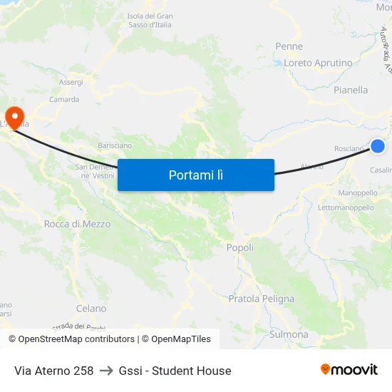 Via Aterno 258 to Gssi - Student House map