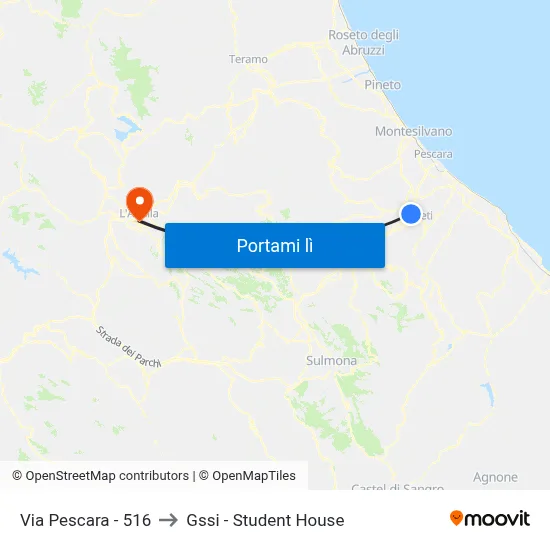 Via Pescara - 516 to Gssi - Student House map