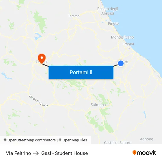 Via Feltrino to Gssi - Student House map
