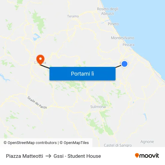 Piazza Matteotti to Gssi - Student House map