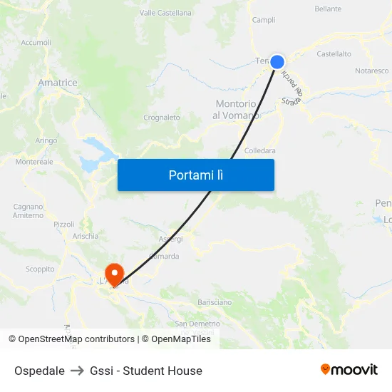 Ospedale to Gssi - Student House map