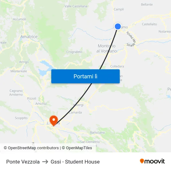 Ponte Vezzola to Gssi - Student House map