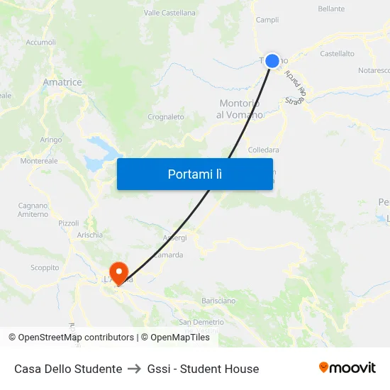Casa Dello Studente to Gssi - Student House map