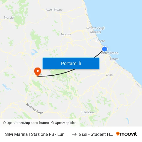 Silvi Marina | Stazione FS - Lungomare to Gssi - Student House map