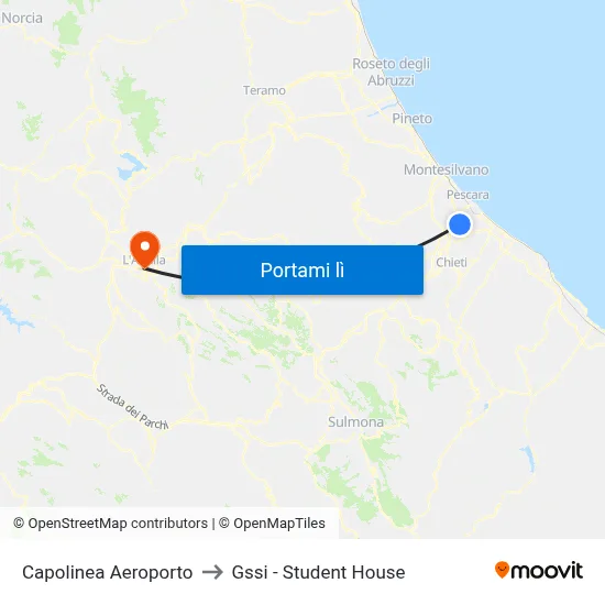 Capolinea Aeroporto to Gssi - Student House map