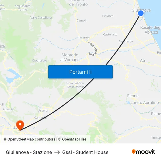 Giulianova - Stazione to Gssi - Student House map
