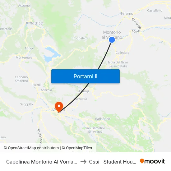 Capolinea Montorio Al Vomano to Gssi - Student House map