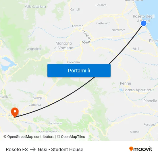 Roseto FS to Gssi - Student House map