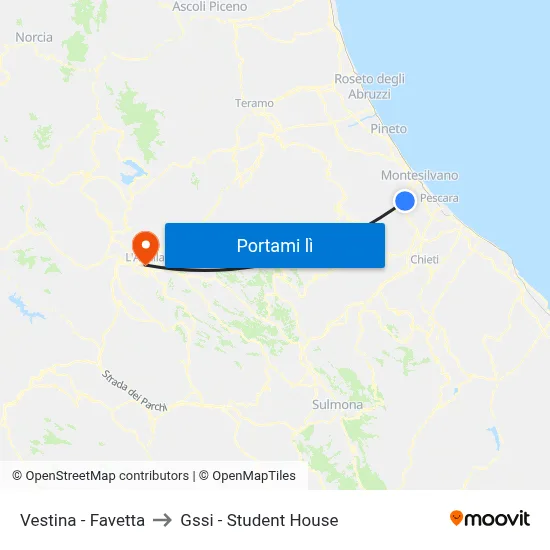 Vestina - Favetta to Gssi - Student House map