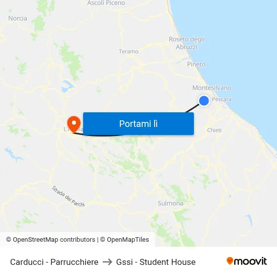 Carducci - Parrucchiere to Gssi - Student House map