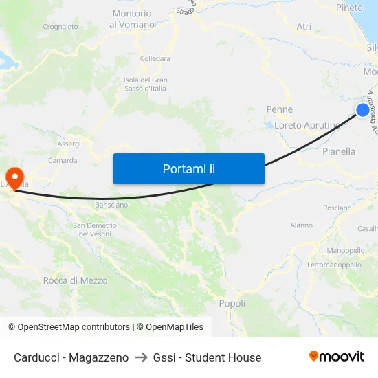 Carducci - Magazzeno to Gssi - Student House map