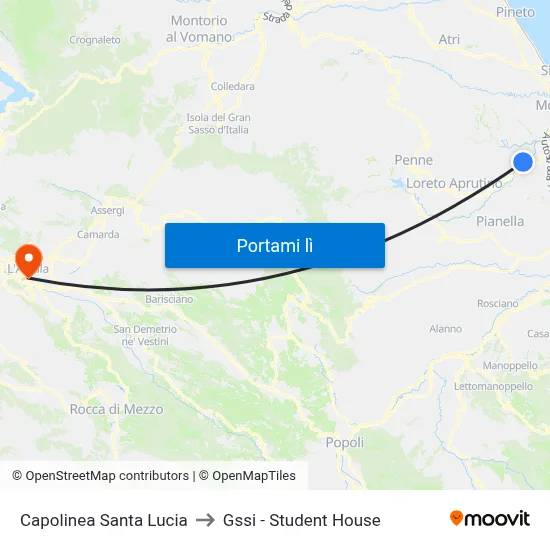 Capolinea Santa Lucia to Gssi - Student House map