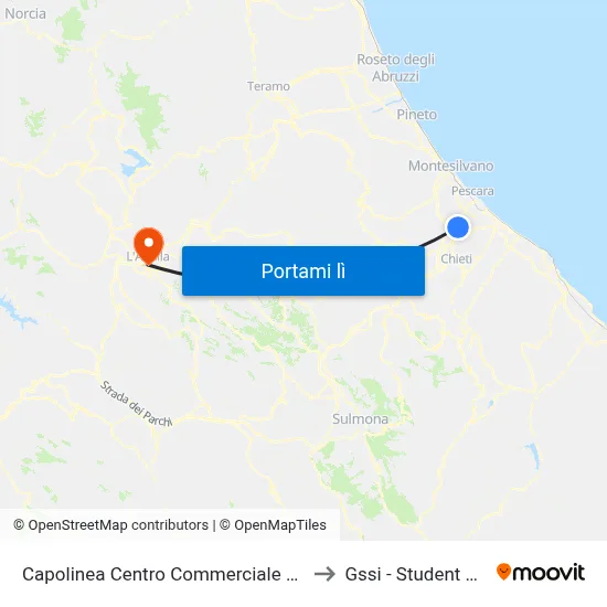 Capolinea Centro Commerciale D'Abruzzo to Gssi - Student House map