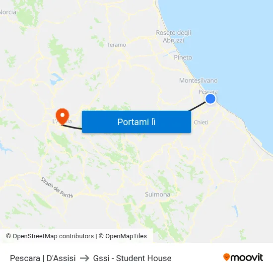 Pescara | D'Assisi to Gssi - Student House map