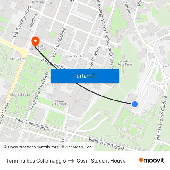 Terminalbus Collemaggio to Gssi - Student House map