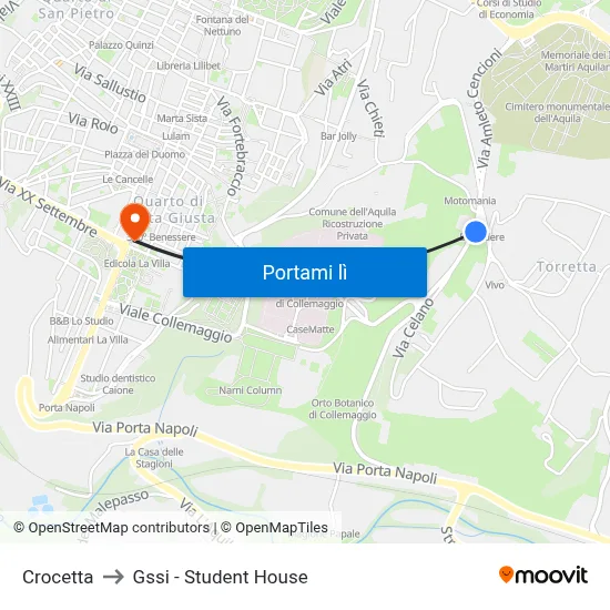 Crocetta to Gssi - Student House map