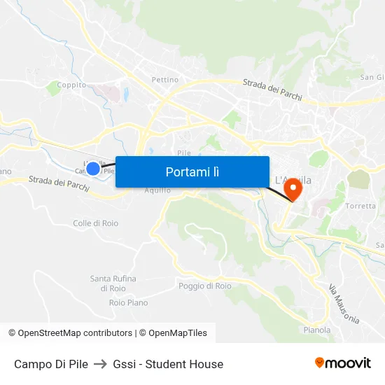Campo Di Pile to Gssi - Student House map