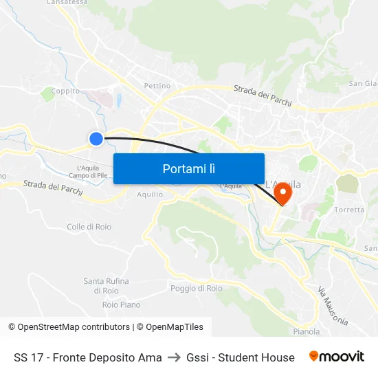 SS 17 - Fronte Deposito Ama to Gssi - Student House map