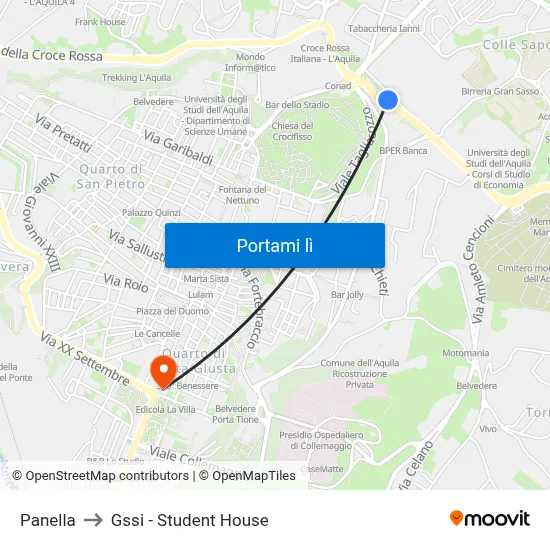 Panella to Gssi - Student House map