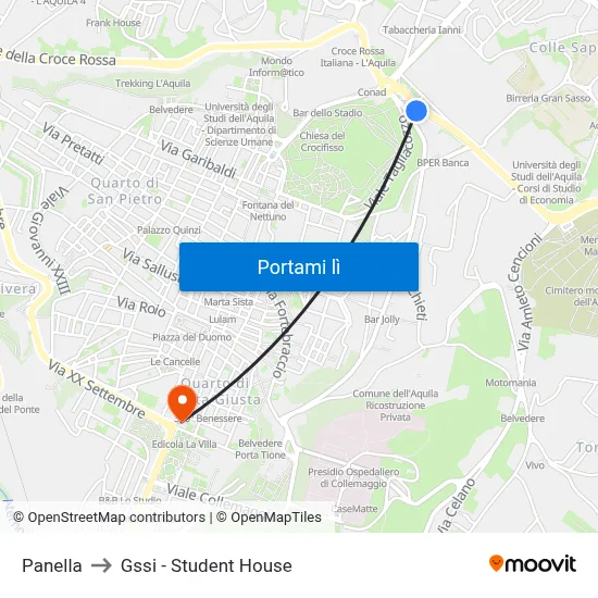 Panella to Gssi - Student House map