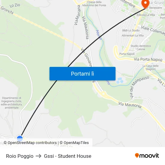 Roio Poggio to Gssi - Student House map