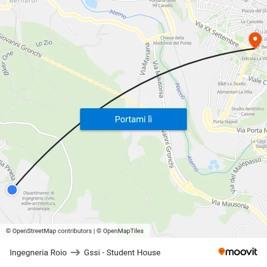 Ingegneria Roio to Gssi - Student House map