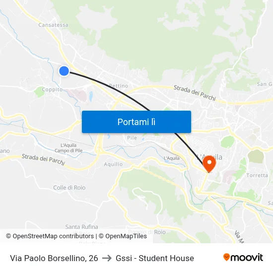 Via Paolo Borsellino, 26 to Gssi - Student House map