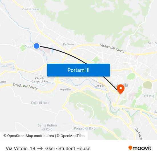 Via Vetoio, 18 to Gssi - Student House map