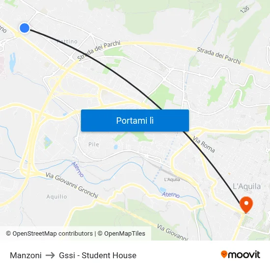 Manzoni to Gssi - Student House map