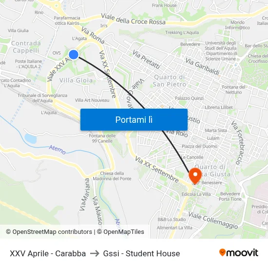 XXV Aprile - Carabba to Gssi - Student House map