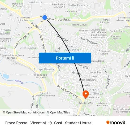 Croce Rossa - Vicentini to Gssi - Student House map