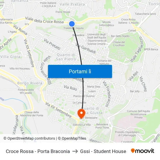 Croce Rossa - Porta Braconia to Gssi - Student House map