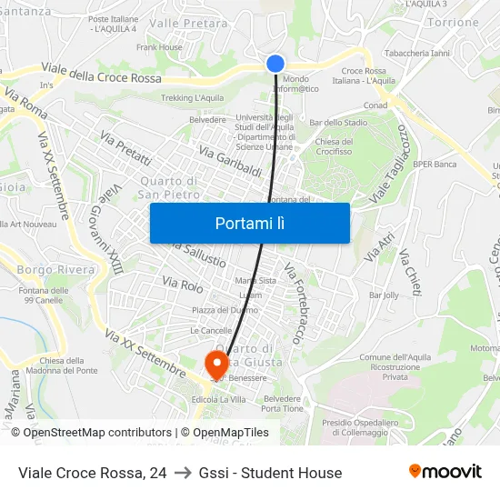 Viale Croce Rossa, 24 to Gssi - Student House map