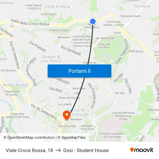 Viale Croce Rossa, 18 to Gssi - Student House map
