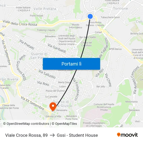 Viale Croce Rossa, 89 to Gssi - Student House map