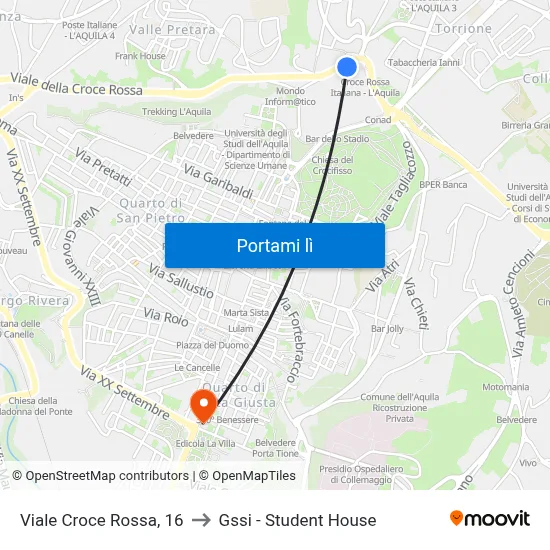 Viale Croce Rossa, 16 to Gssi - Student House map