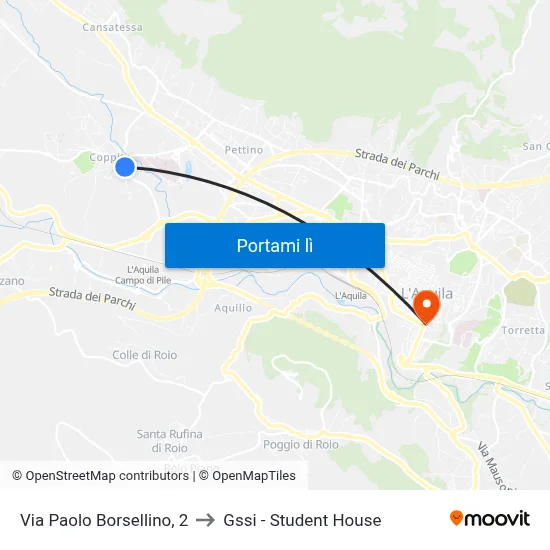 Via Paolo Borsellino, 2 to Gssi - Student House map