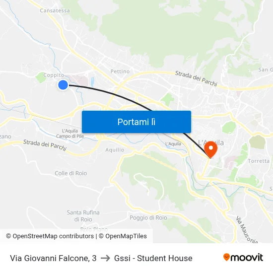 Via Giovanni Falcone, 3 to Gssi - Student House map