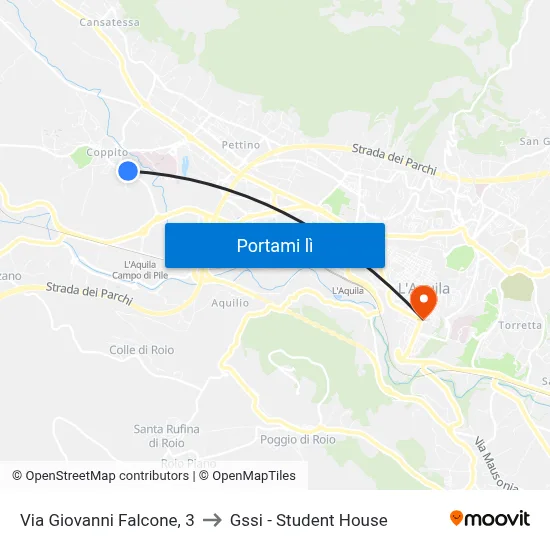 Via Giovanni Falcone, 3 to Gssi - Student House map